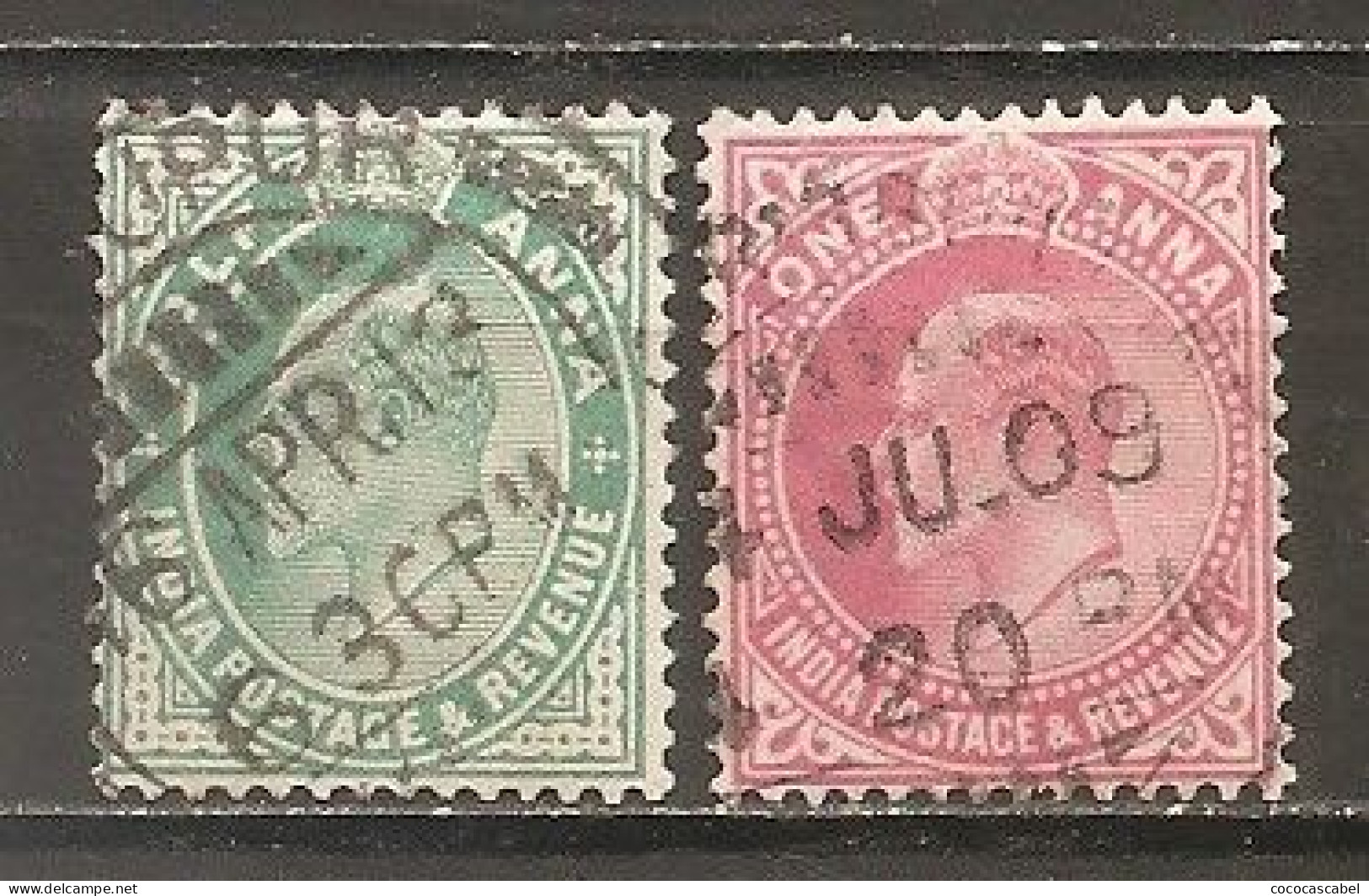 India Inglesa -  Nº Yvert 74-75 (usado) (o) - 1902-11 Koning Edward VII