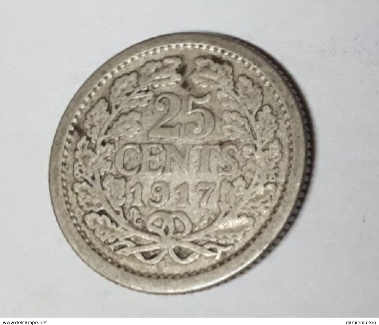 PAYS-BAS WILHELMINA 25 CENTS 1917 ZILVER/ARGENT/SILVER/SILBER/PLATA/ARGENTO ONLY 4.000.000 EX. COTES : 5€-20€-50€-100€ - 25 Cent