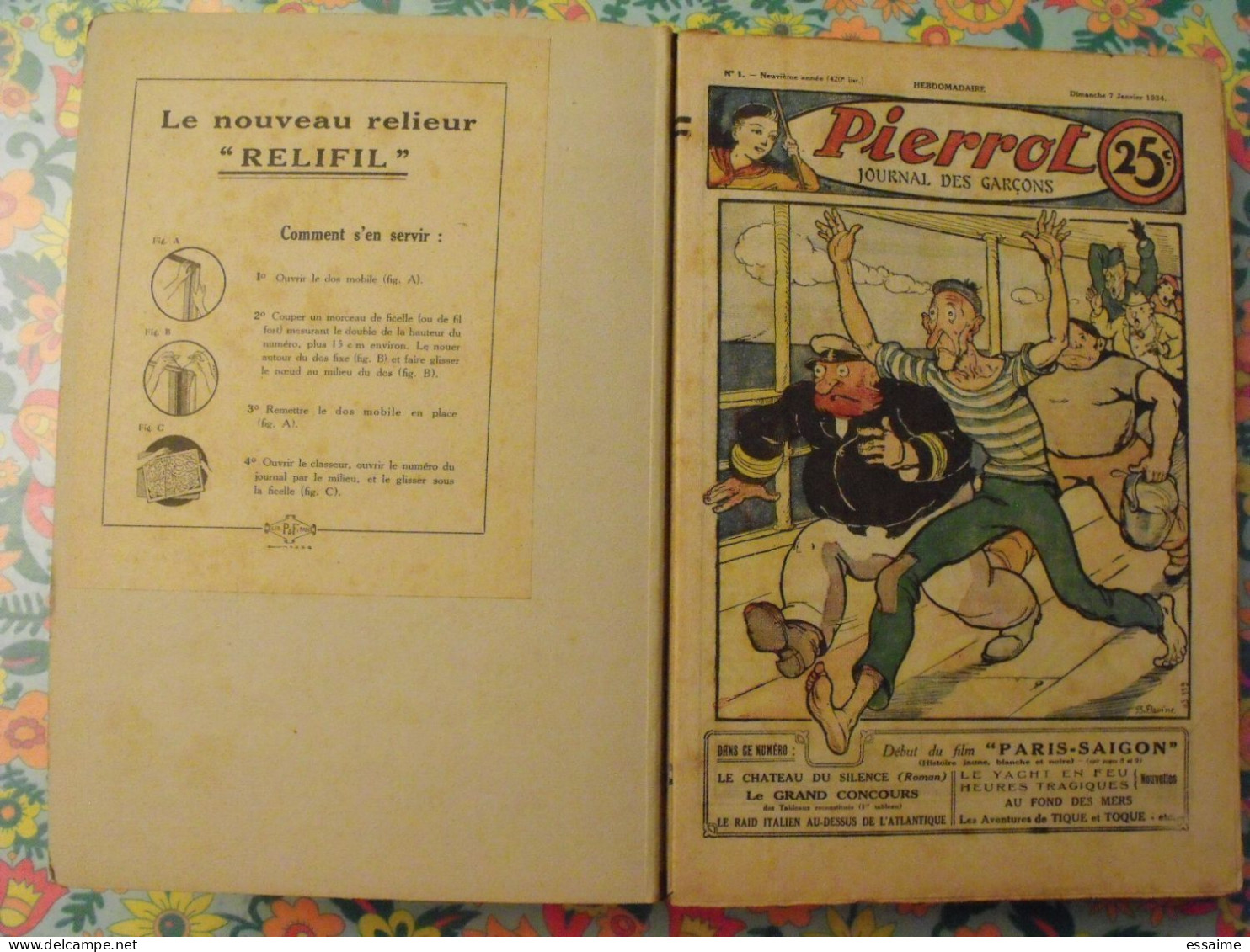 Pierrot Reliure De 52 N° De 1934. N°1 à 52.  Pitche, Costo Marijac Jeanjean Aviation Le Rallic Dot Bourdin Cuvillier - Pierrot