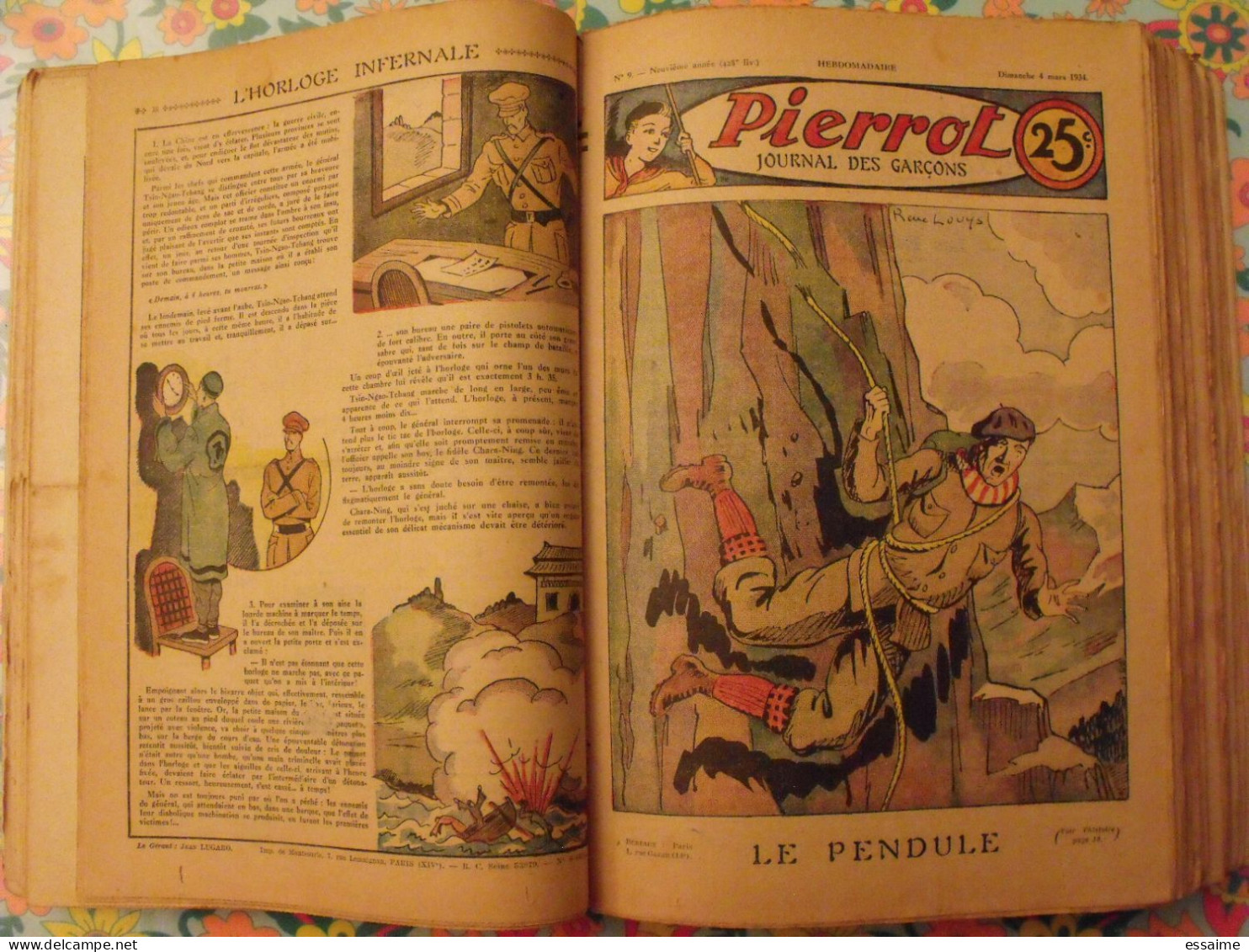 Pierrot reliure de 52 n° de 1934. n°1 à 52.  pitche, costo marijac jeanjean aviation le rallic dot bourdin cuvillier