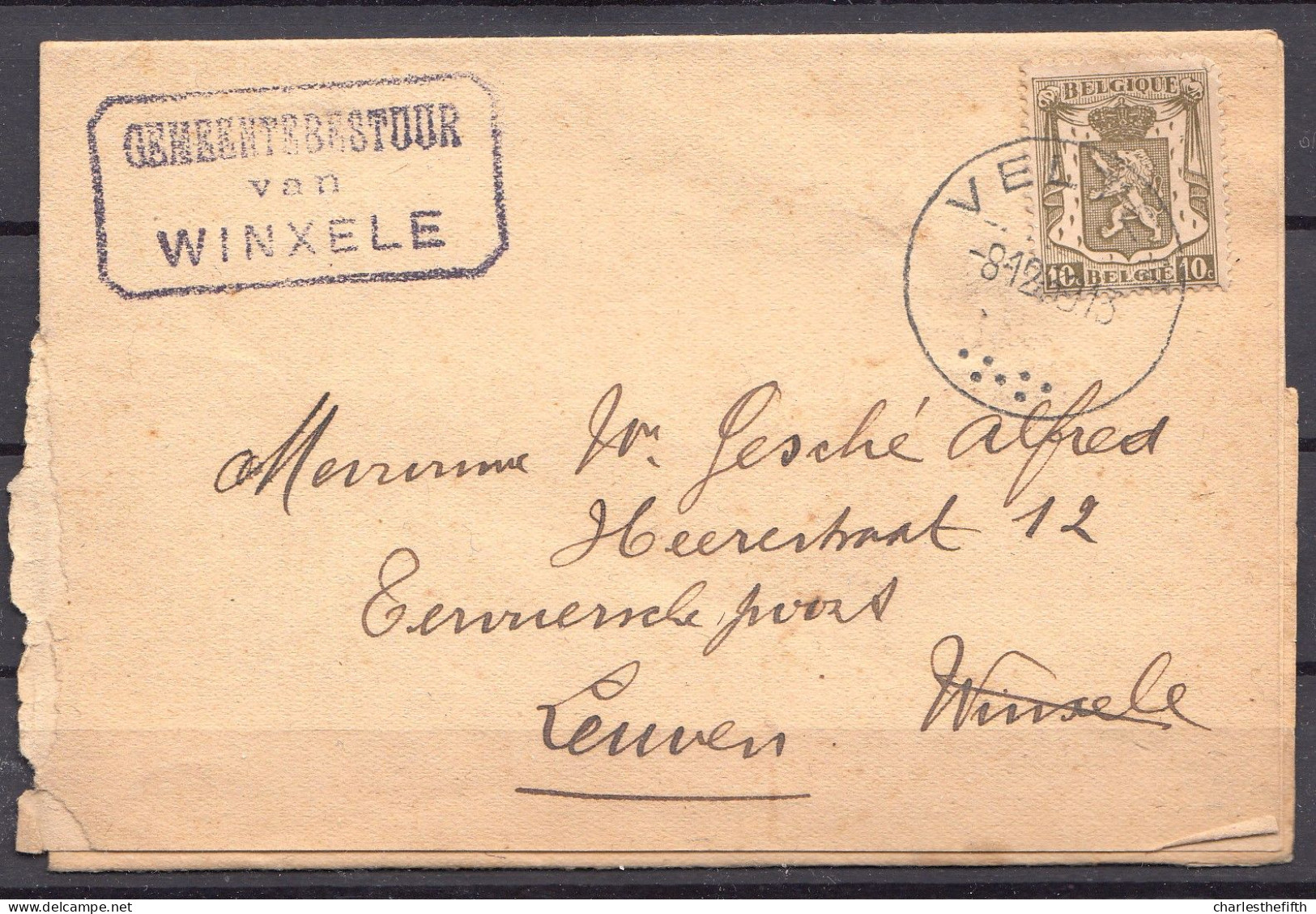 LETTRE Avec FLAMME * GEMEENTEBESTUUR WINXELE ( Winksele ) En PUNTSTEMPEL VELTEM 1939 Met Handtekening BURGEMEESTER RRRRR - Werbestempel