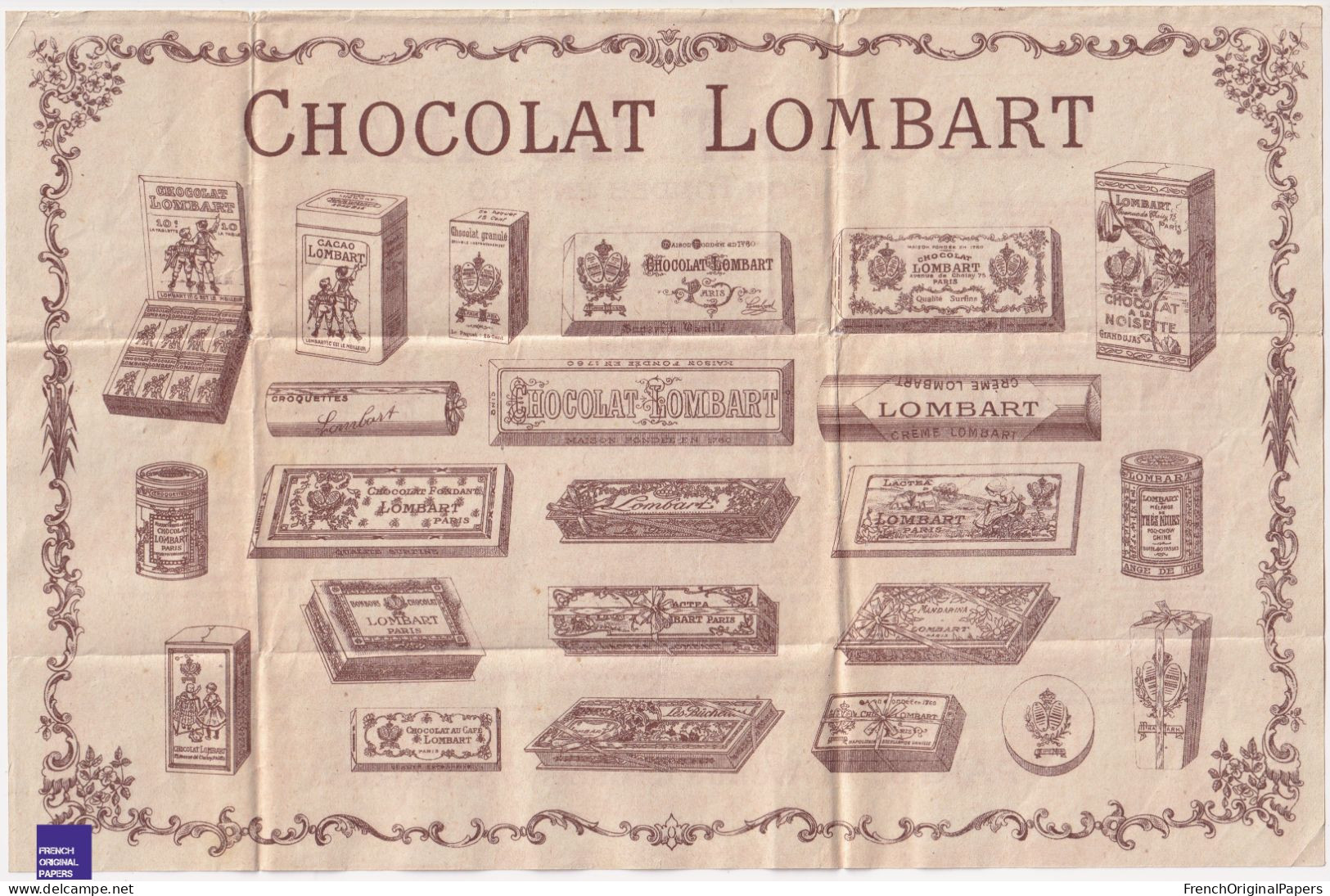 RARE Boite Tablette Chocolat Lombart Chromo1890s Chanson Dodo Pierrot Colombine Biberon Comptine Tuba Bébé Lit A90-93 - Lombart