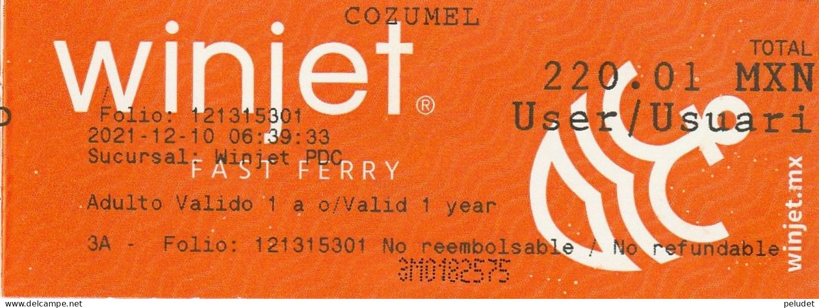 Ticket Billet Billet -- Mexico - Cozumel - 2021 - World