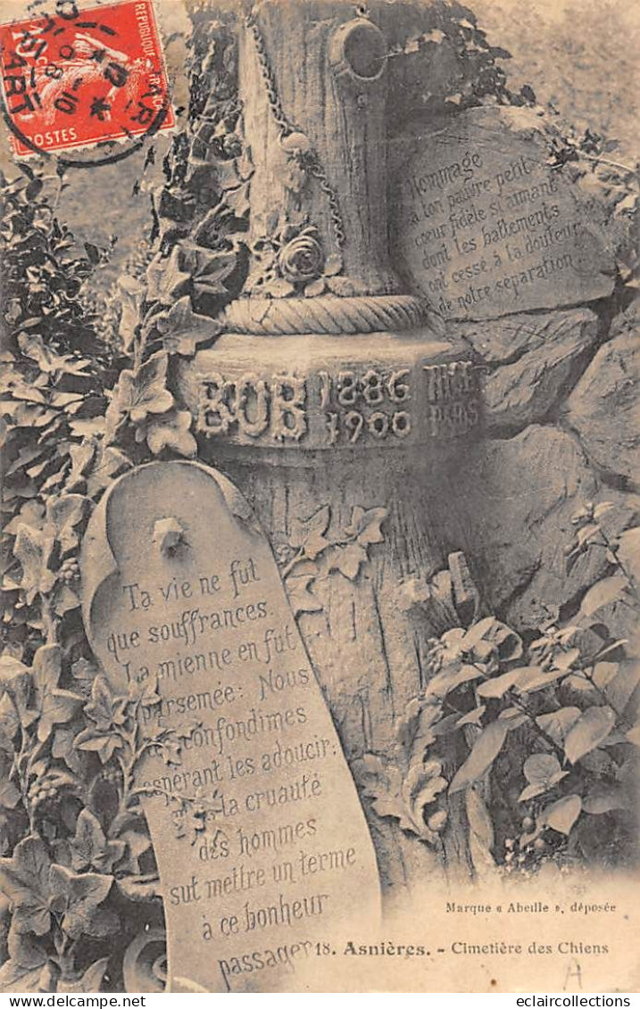 Asnières Sur Seine           92     Cimetière Des Chiens.   Monument De Bob    N°18          (voir Scan) - Asnieres Sur Seine