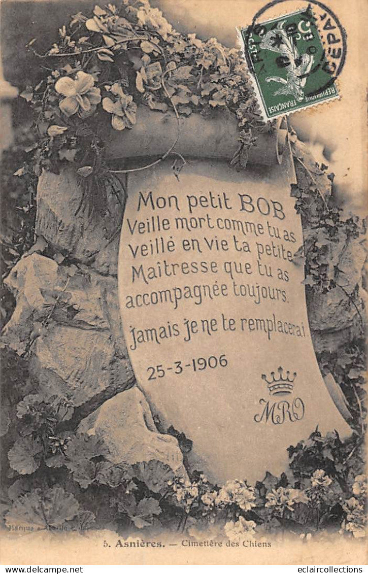 Asnières Sur Seine           92     Cimetière Des Chiens. Monument De  Bob    N° 5         (voir Scan) - Asnieres Sur Seine