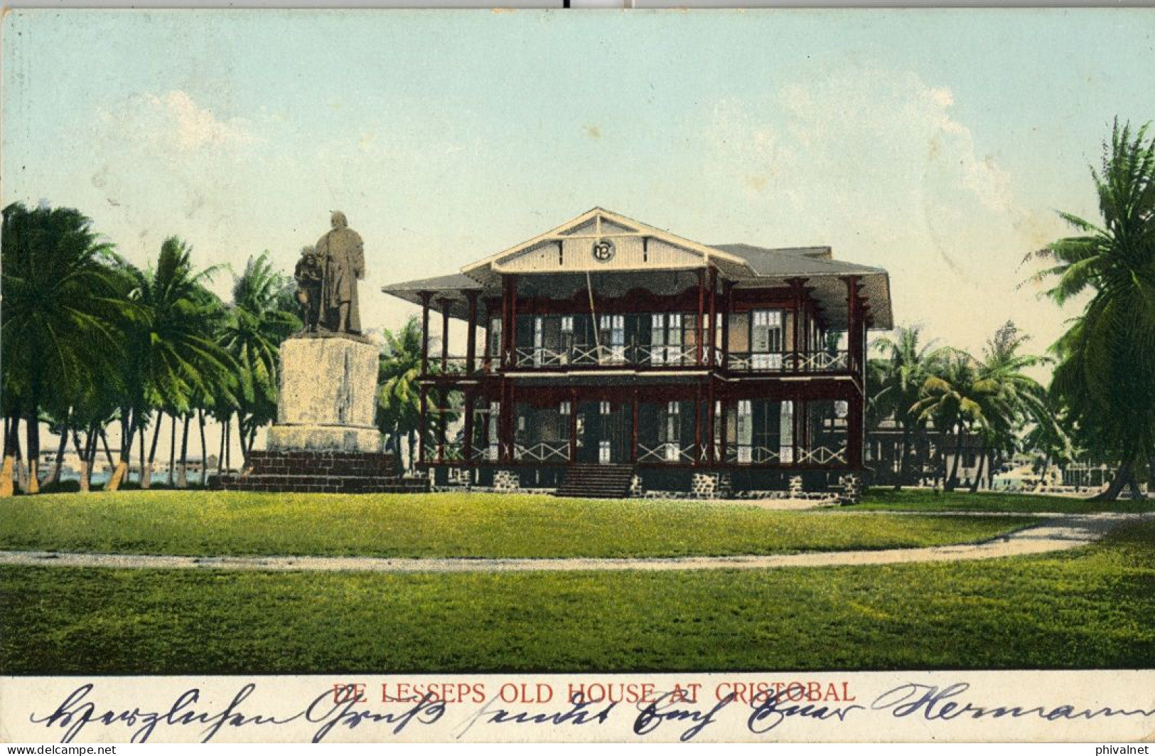 CIRCA 1906 , PANAMÁ , T.P. CIRCULADA , CRISTOBAL - BERGEDORF , YV. 89 X 2 , 90 , " DE LESSEPS OLD HOUSE AT CRISTOBAL  " - Panamá