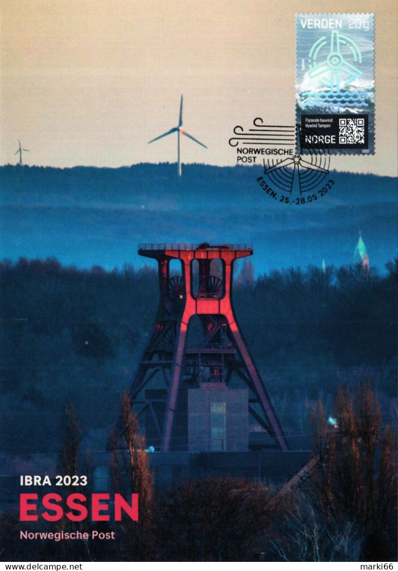 Norway - 2023 - Research, Innovation, Technology - Wind Farm - IBRA Essen Stamp Fair - Maximum Card - Tarjetas – Máximo