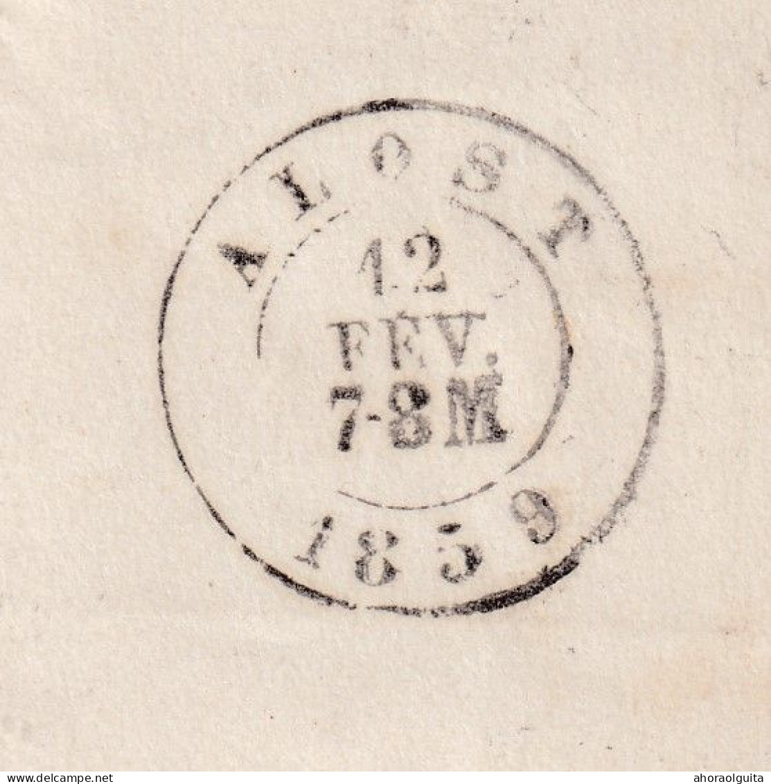 166/40 -- Enveloppe TP Médaillon Barres 109 SOTTEGHEM 1859 Vers ALOST - Boite Rurale F (non Repérée Dans Porignon) - Landelijks Post