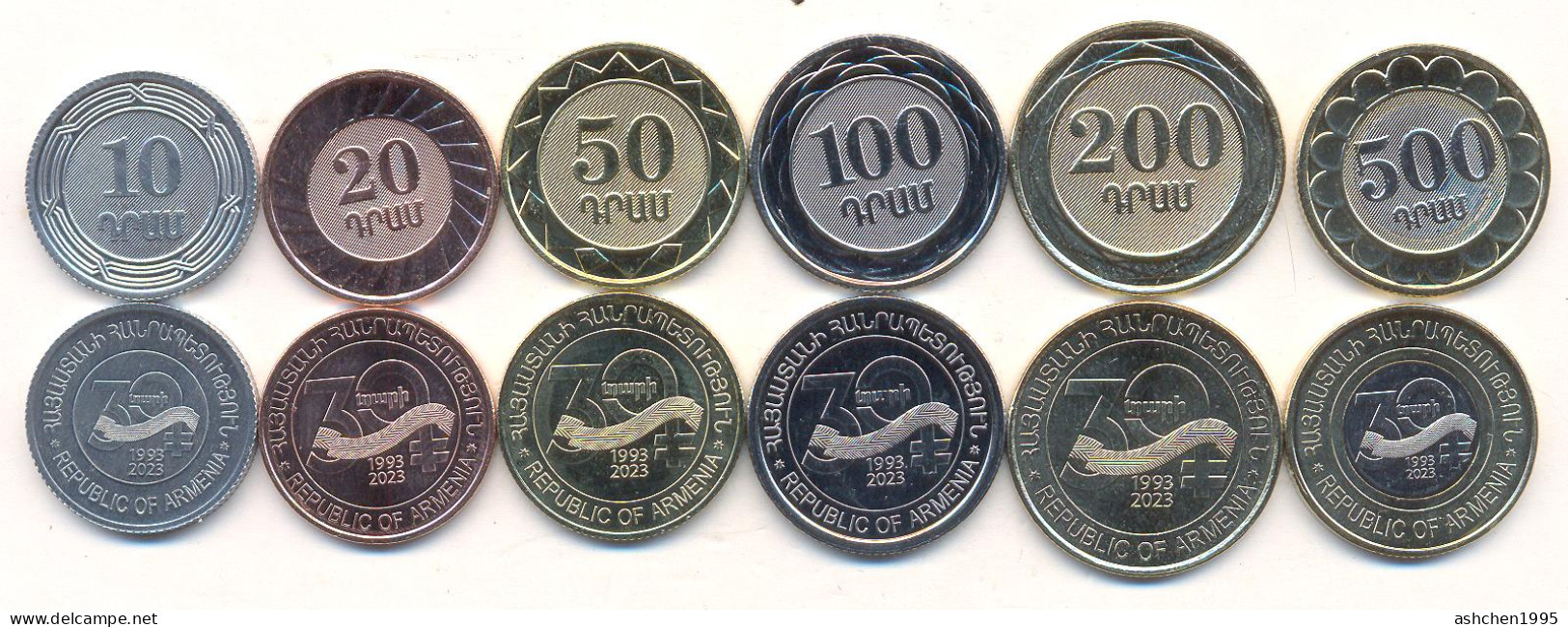 Armenien/Armenie/Armenia 2023, 30 Years Of National Currency, Jubilee Circulation 6 Coins - UNC - Armenien