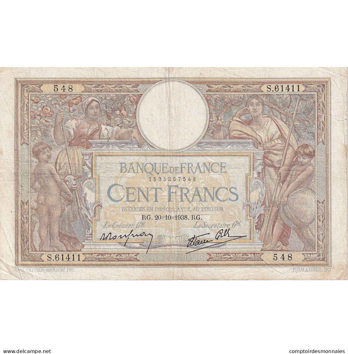 France, 50 Francs, Cérès, 1938, S.61411, TB, Fayette:18.16, KM:85b - 50 F 1934-1940 ''Cérès''