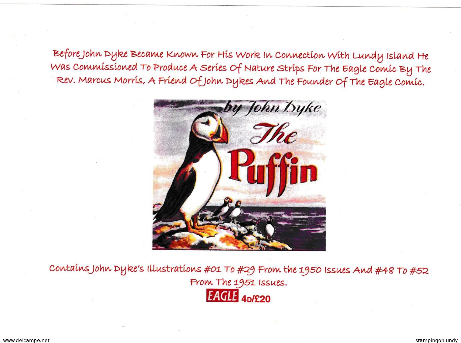 Lundy Island Puffin Stamp Lundy Eagle Comic Nature Strip John Dyke Retirment Sale Price Slashed! - Guida Dell'Escursionista