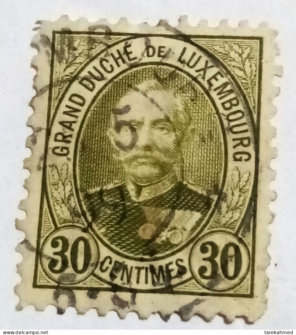 Luxembourg 1891, Grand Douche Adolf Stamps (Michel 61), Undetermined Pin Cancel On The Back, VF - 1891 Adolphe Frontansicht