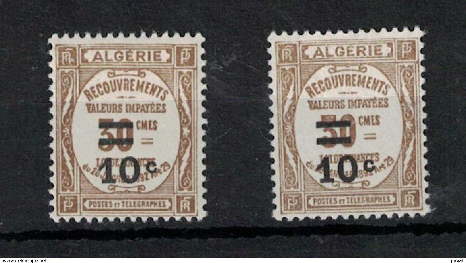TAXE N°2 NEUF**MNH + N°2 (*) SG, COTE 16,50€, ALGERIE, 1926/32. - Strafport
