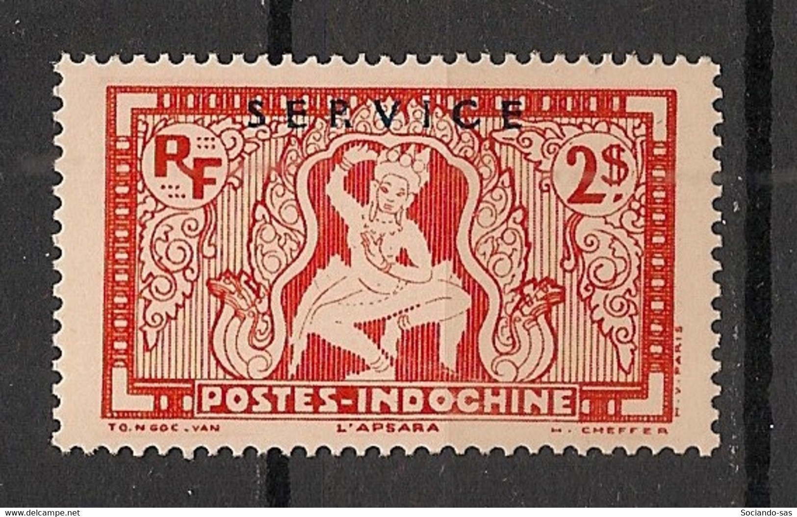 INDOCHINE - 1933 - Service N°YT. 16 - Apsara 2pi Rouge - Neuf Luxe ** / MNH / Postfrisch - Autres & Non Classés