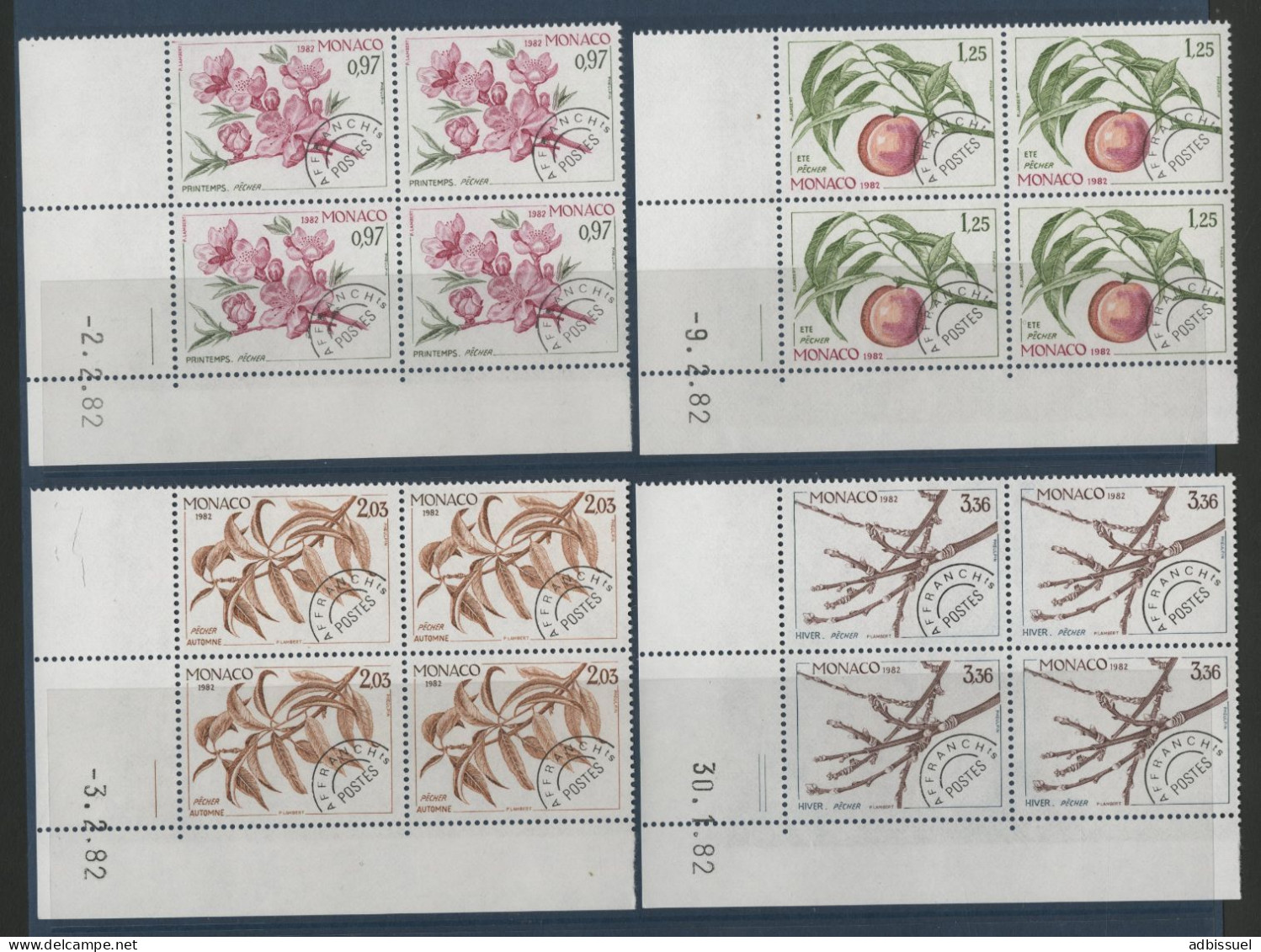 MONACO PREOBLITERES N° 74 à 77 Neufs ** (MNH) Blocs De Quatre + COINS DATES QUATRE SAISONS TB - Voorafgestempeld