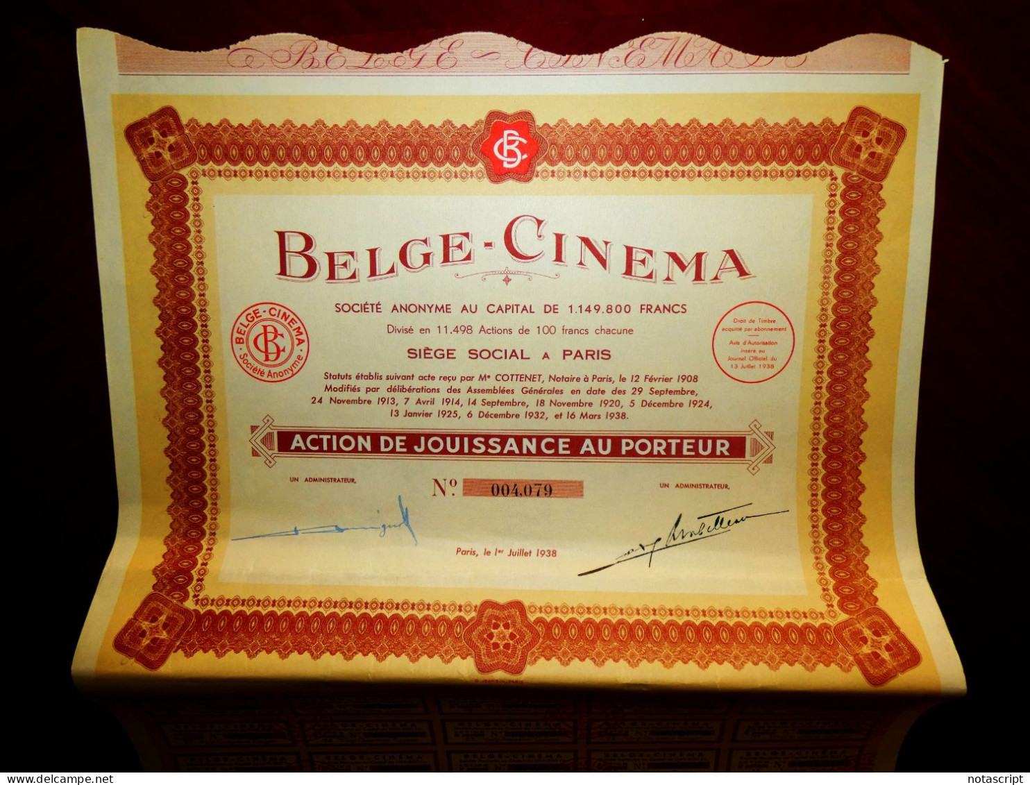 Belge-Cinema Bélgica/Francia Acción 1938 - Cinéma & Théatre