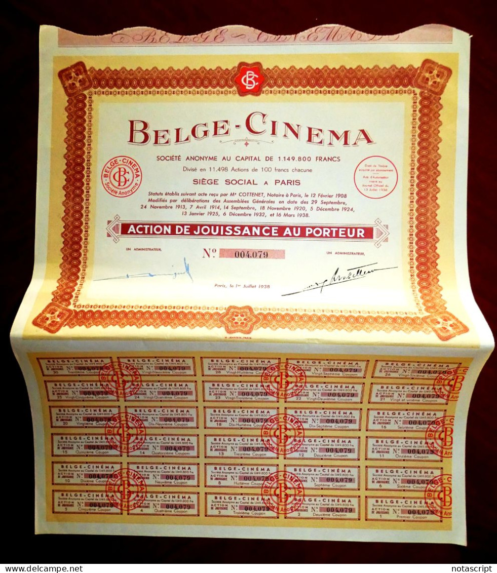 Belge-Cinema Bélgica/Francia Acción 1938 - Film En Theater