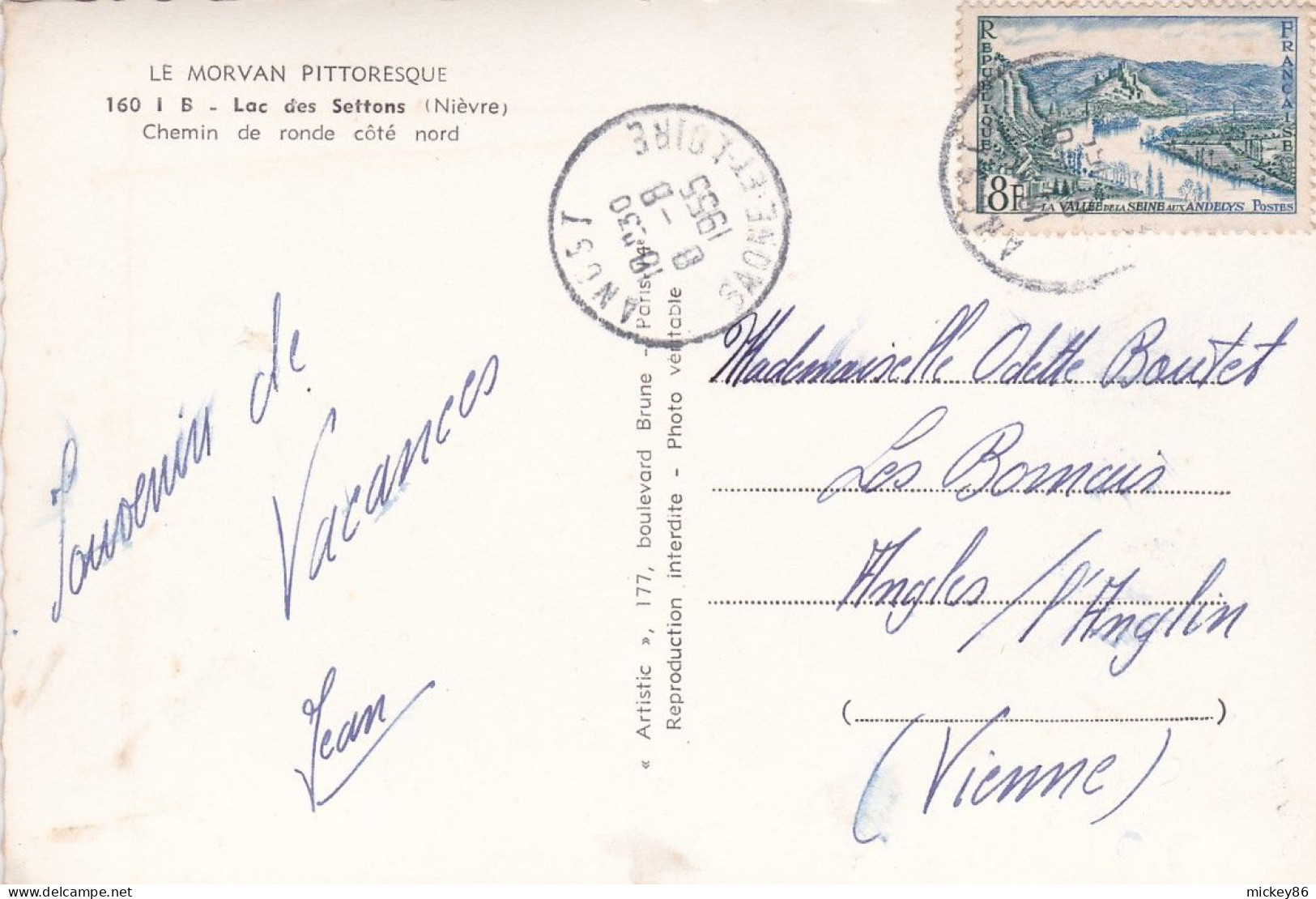 Près Montsauche --1955--Lac Des Settons --Chemin De Ronde Coté Nord --timbre...cachet  ANOST --71 - Montsauche Les Settons