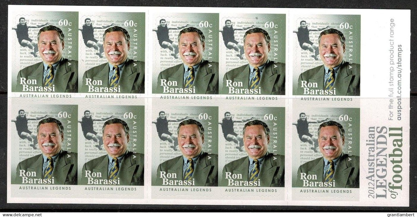 Australia 2012 Football Legends  Ron Barassi Mint Booklet - Postzegelboekjes