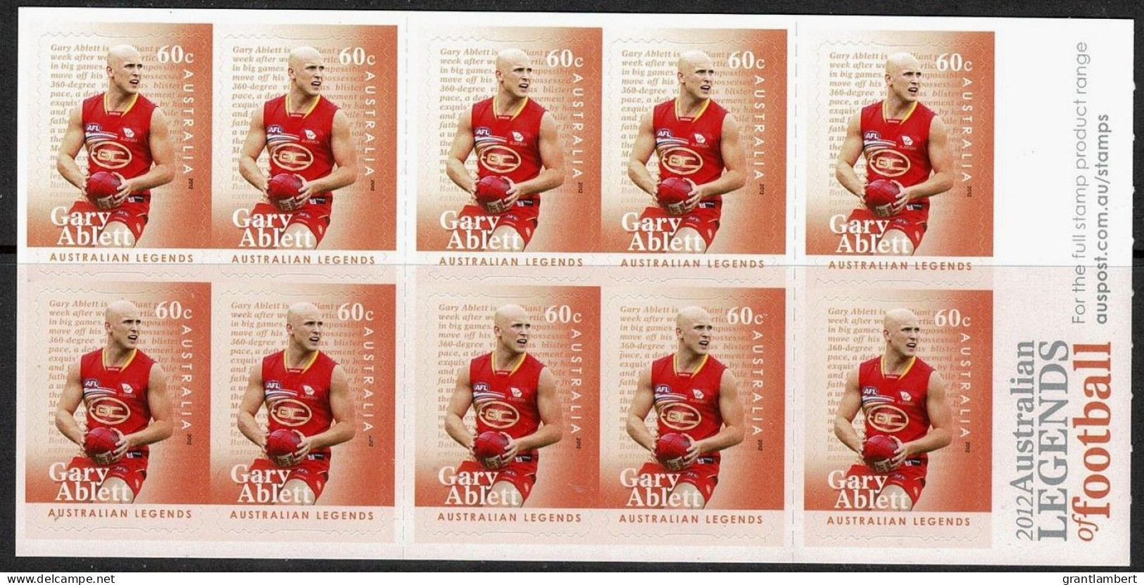 Australia 2012 Football Legends  Gary Ablett Mint Booklet - Postzegelboekjes