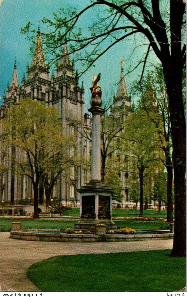 28-11-2023 (3 V 40) USA (posted To Australia 1961) Thin Bent At Top - Salt Lake City Seagull Monument & Temple - Salt Lake City