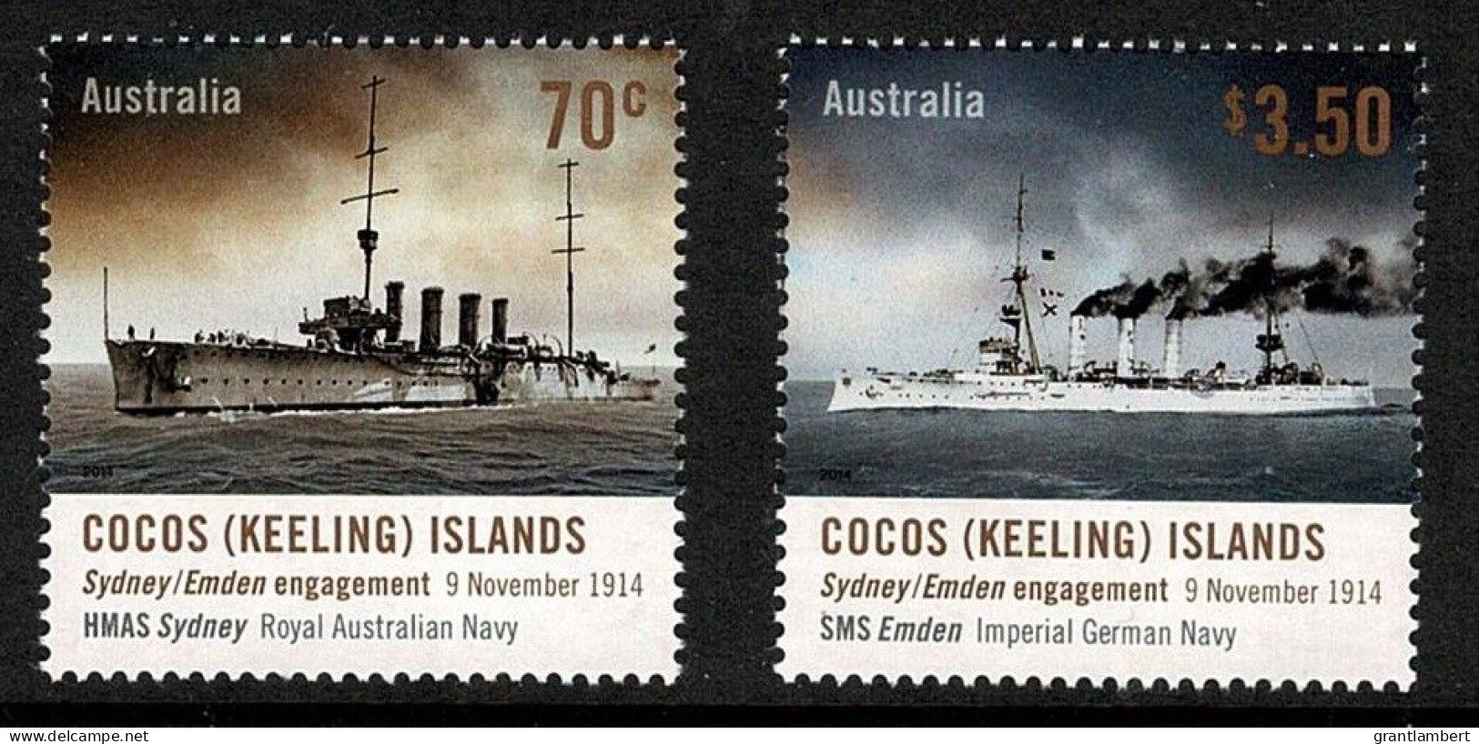 Cocos Islands 2014 HMAS Sydney-Emden Engagement 1914  Set Of 2 MNH - Cocos (Keeling) Islands