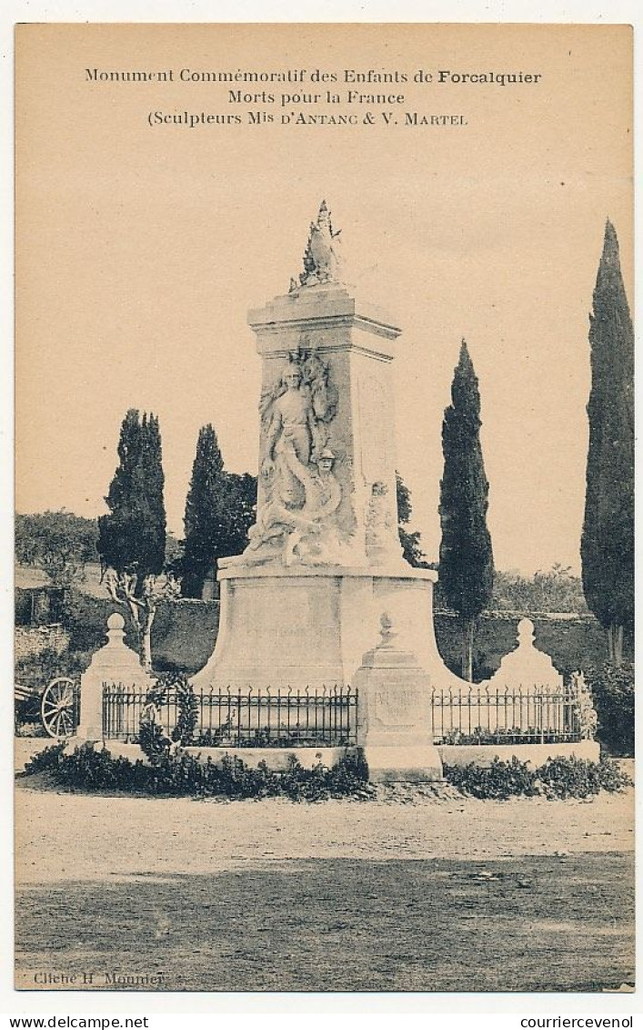 3 CPA - FORCALQUIER (Basses Alpes) - Monument Commémoratif Des Enfants De Forcalquier Morts Pour La France - Forcalquier
