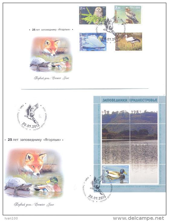 2013  Natural Reserves Of Transnistria, Jagorlyk, Birds, 2 FDC, Mint/** - Anatre