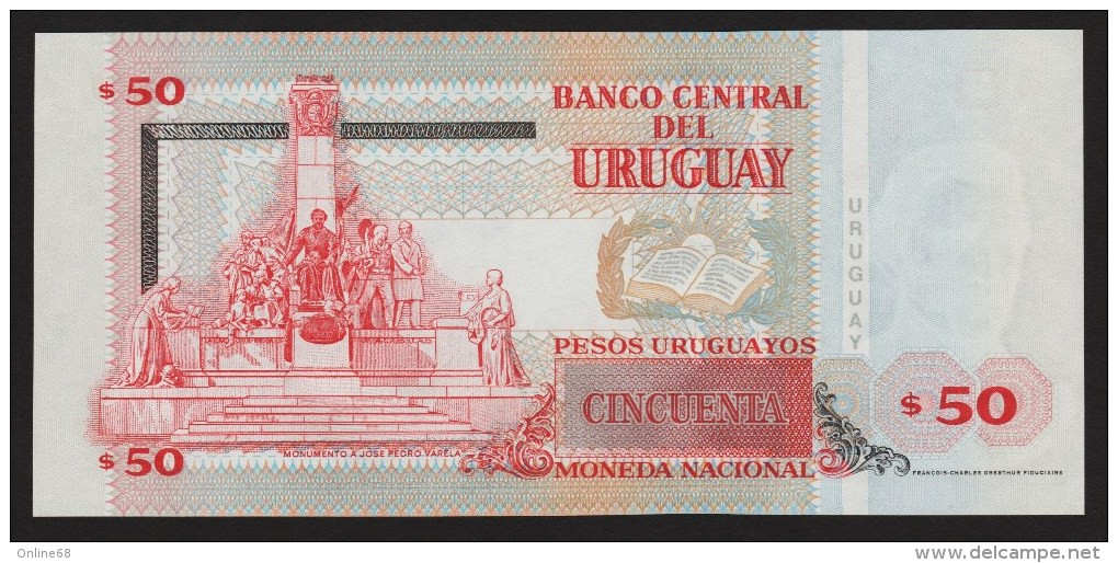 URUGUAY 50 Pesos Uruguayos  2003  Serie C  # 00003169 P# 84 José Pedro Varela - Uruguay