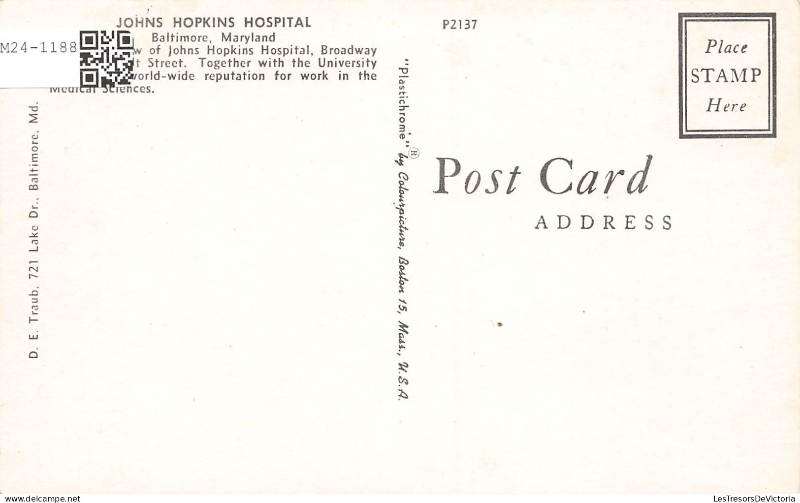 ETATS-UNIS - Maryland - Baltimore - Johns Hopkins Hospital - Carte Postale Récente - Baltimore