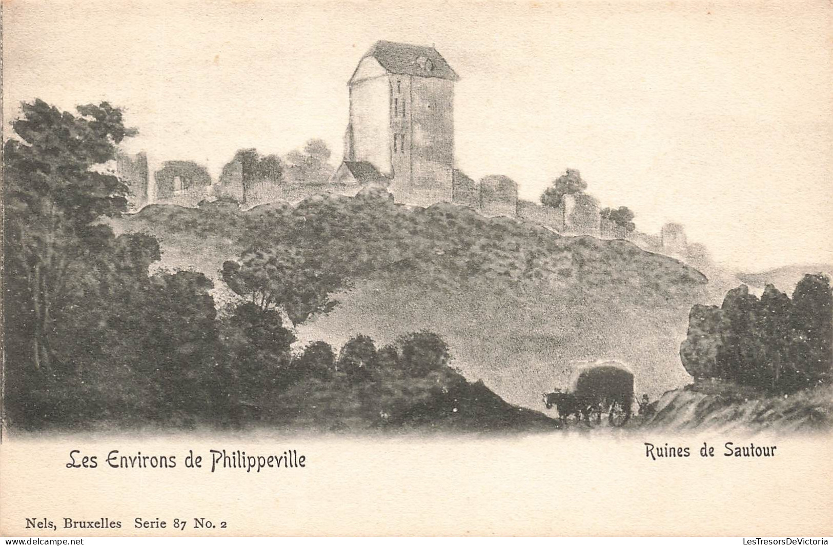 BELGIQUE - Philippeville - Ruines De Sautour - Village - Une Charette Tirée Poar Un Cheval - Carte Postale Ancienne - Philippeville