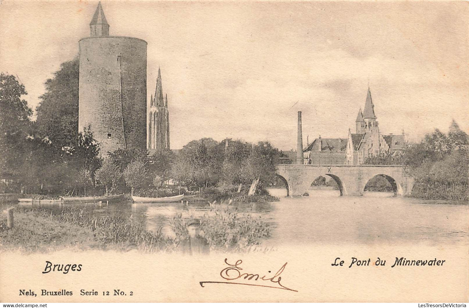 BELGIQUE - Brugges - Le Pont Du Minnewater - Eglise - Village - Carte Postale Ancienne - Brugge