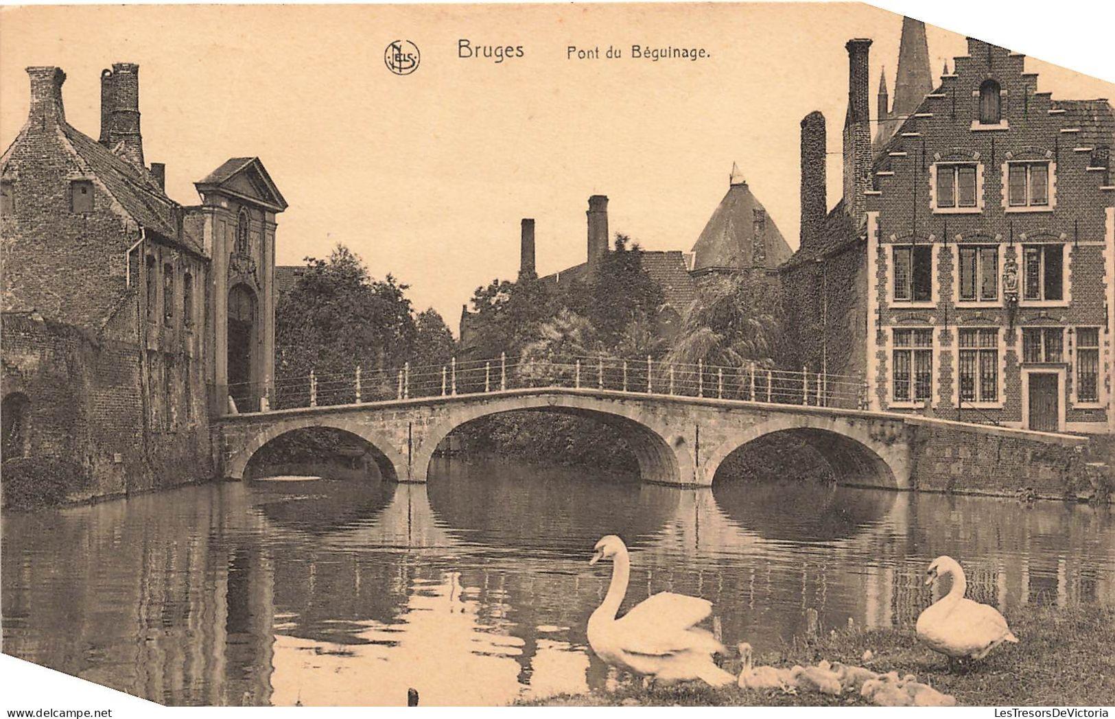 BELGIQUE - Brugges - Le Pont Du Béguinage - Eglise - Village - Cygne - Carte Postale Ancienne - Brugge