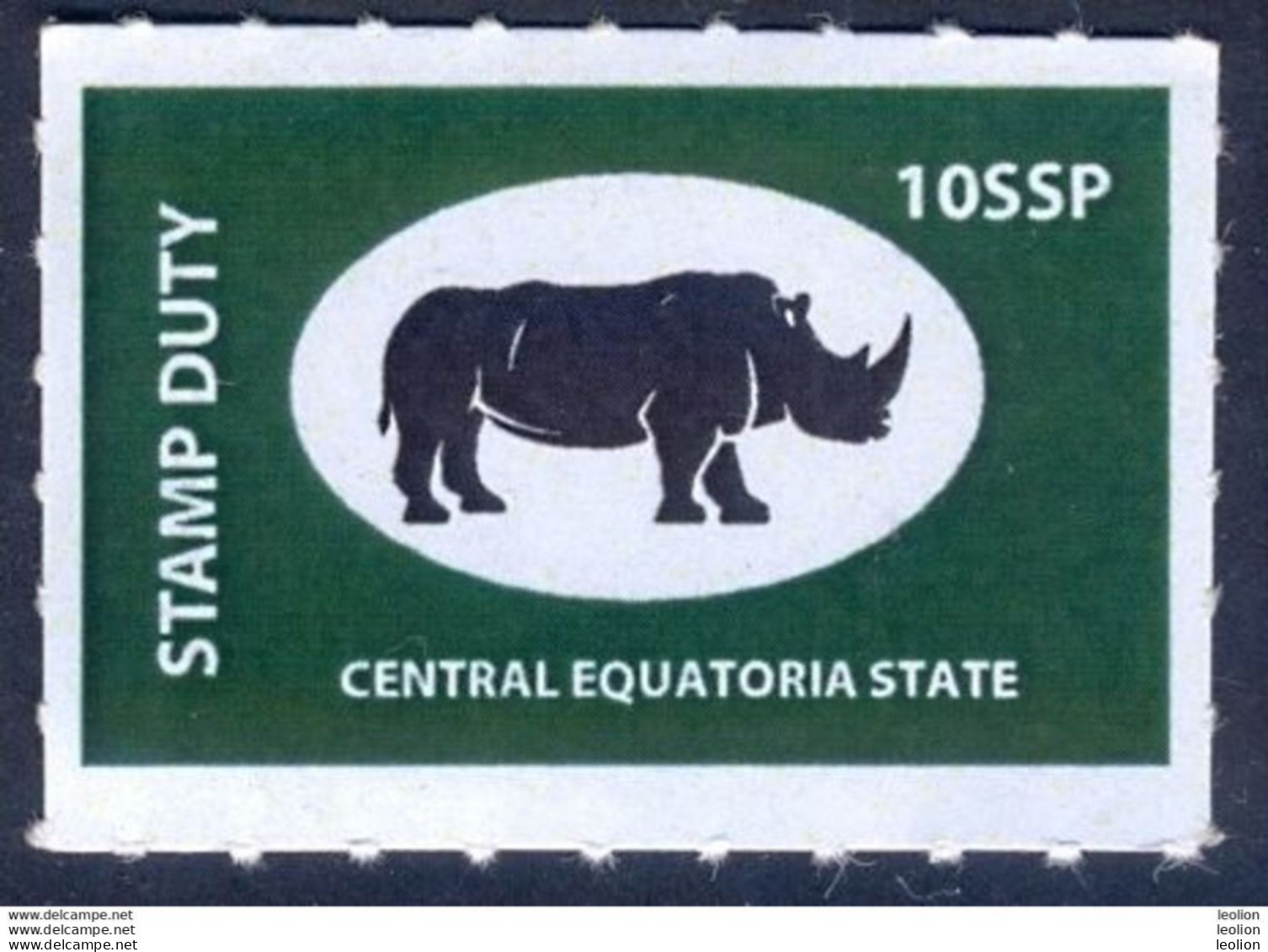SOUTH SUDAN 10 SSP Revenue / Fiscal Stamp Central Equatoria State RHINO Timbres Fiscaux Soudan Du Sud - Sud-Soudan