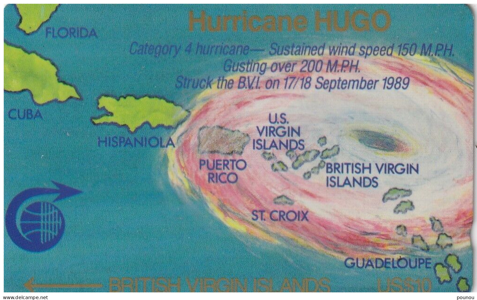 - BRITISH VIRGIN ISLANDS - Hurricane Hugo - 2CBVA - 4.500ex. - 1989 - MINT (BVI58) - Vierges (îles)