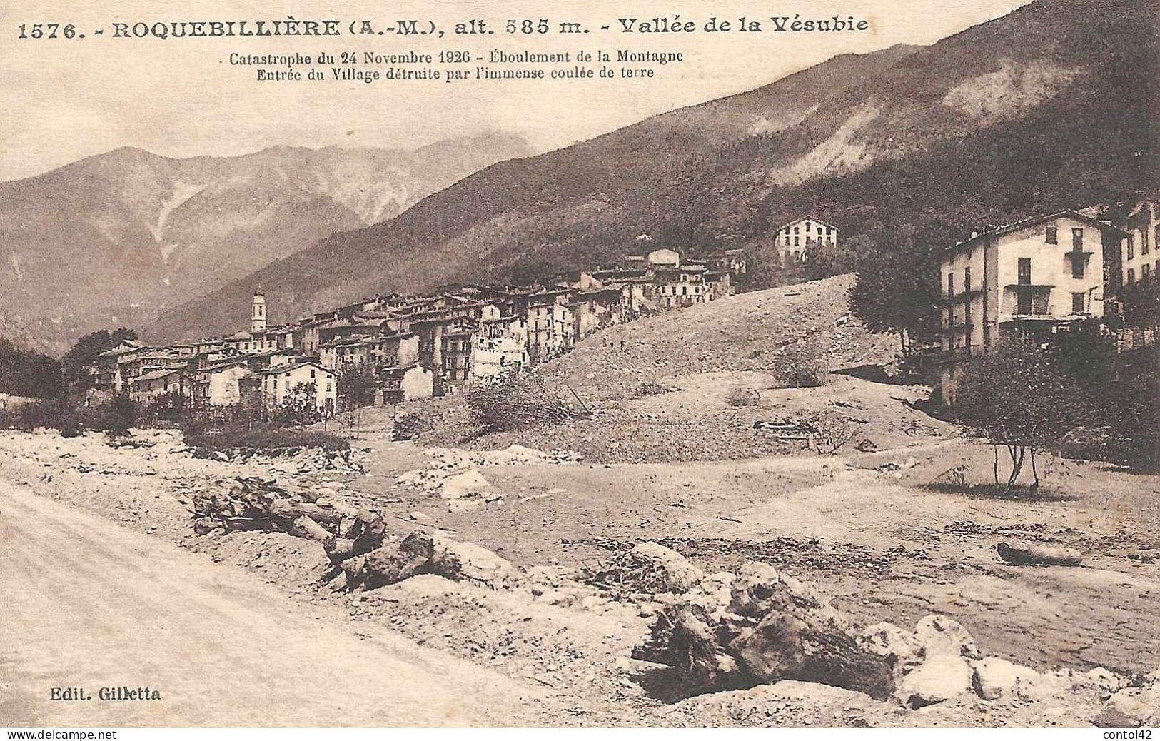 06 ROQUEBILLIERE CATASTROPHE 1926 EBOULEMENT N°1576  VALLEE DE LA VESUBIE ALPES MARITIMES - Roquebilliere