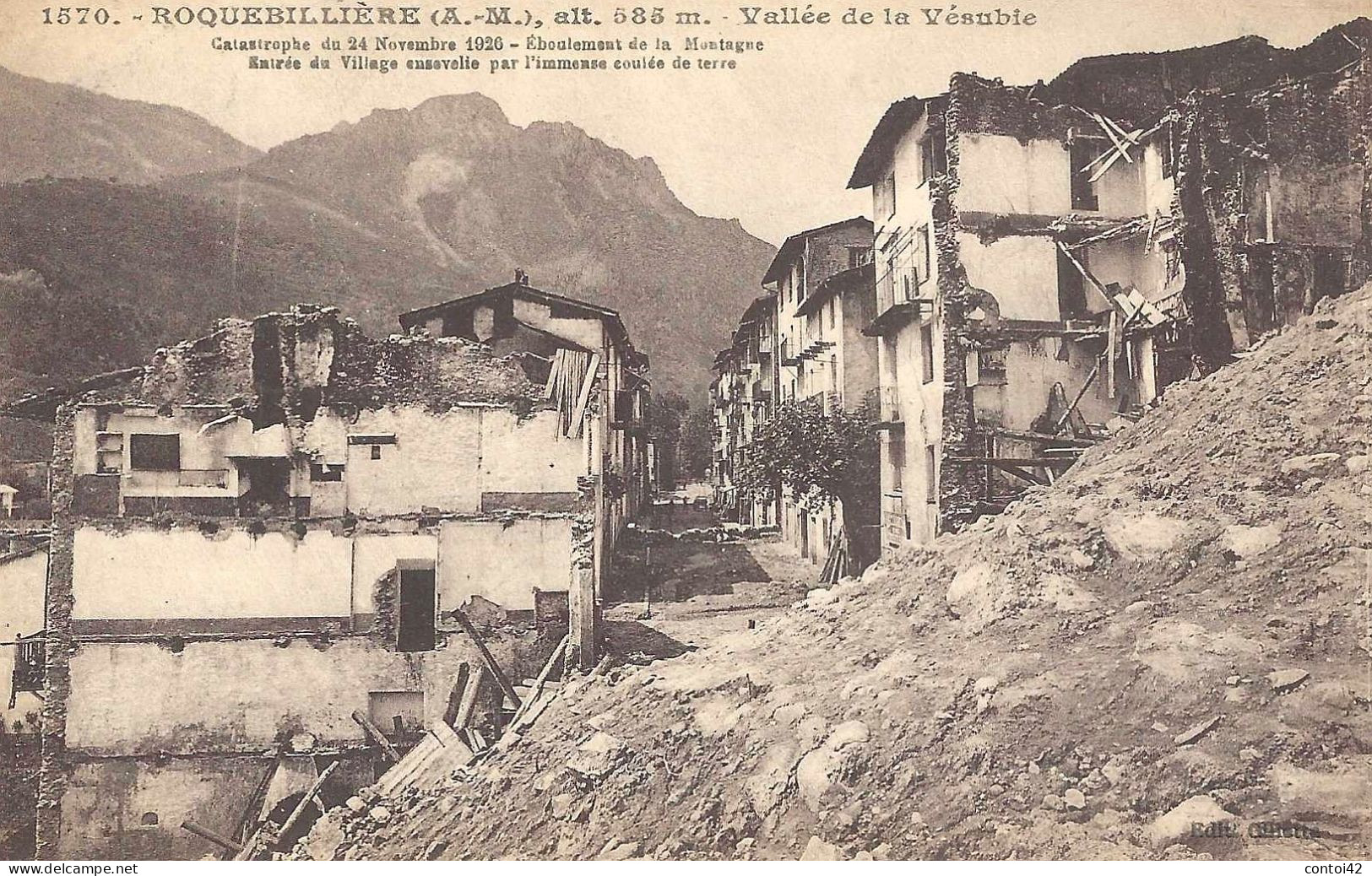 06 ROQUEBILLIERE CATASTROPHE 1926 EBOULEMENT N°1570  VALLEE DE LA VESUBIE ALPES MARITIMES - Roquebilliere