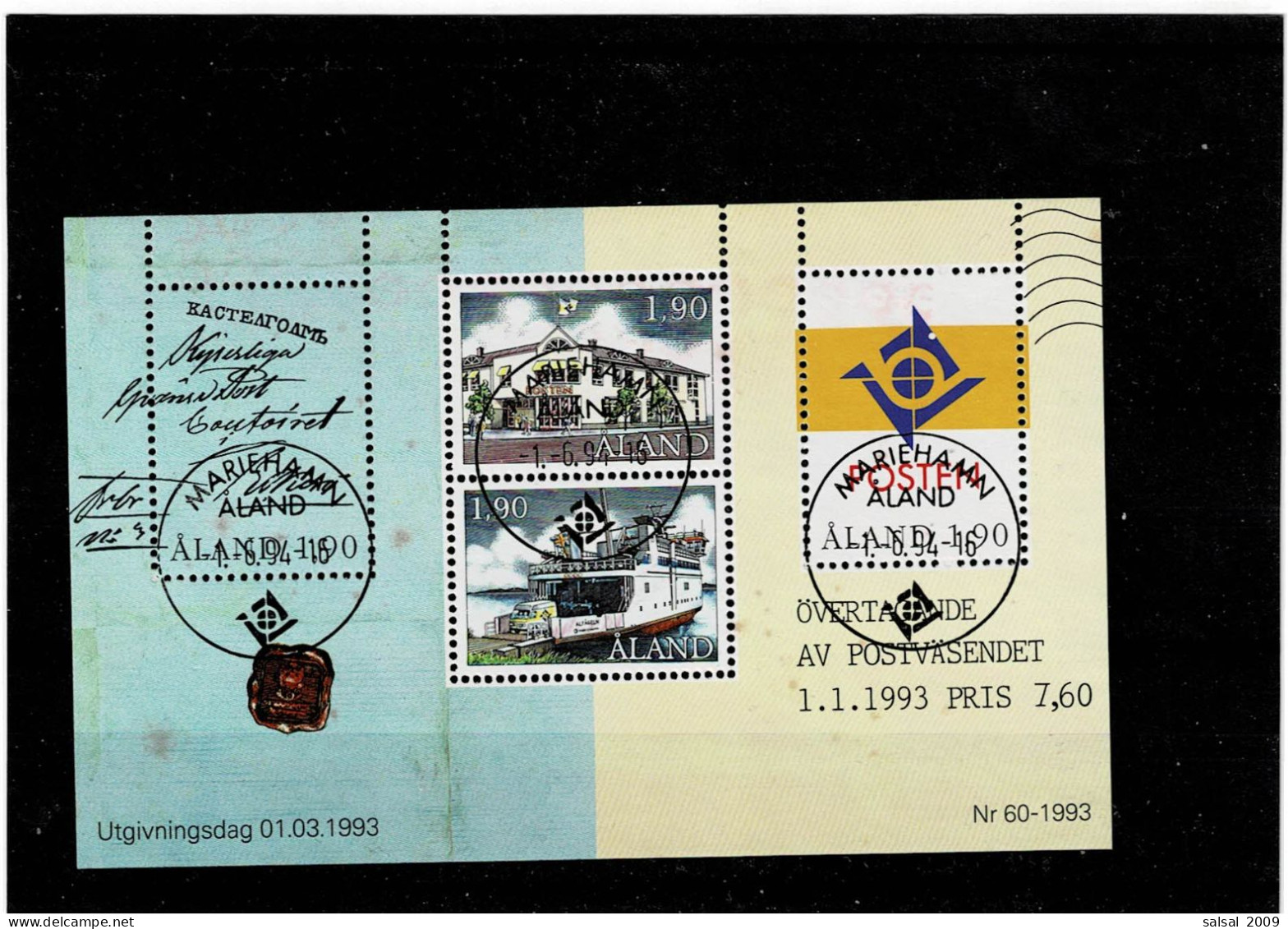 ALAND (Finlandia) ,"Indipendenza Postale" ,BF ,usato ,qualita Ottima - Blokken & Velletjes