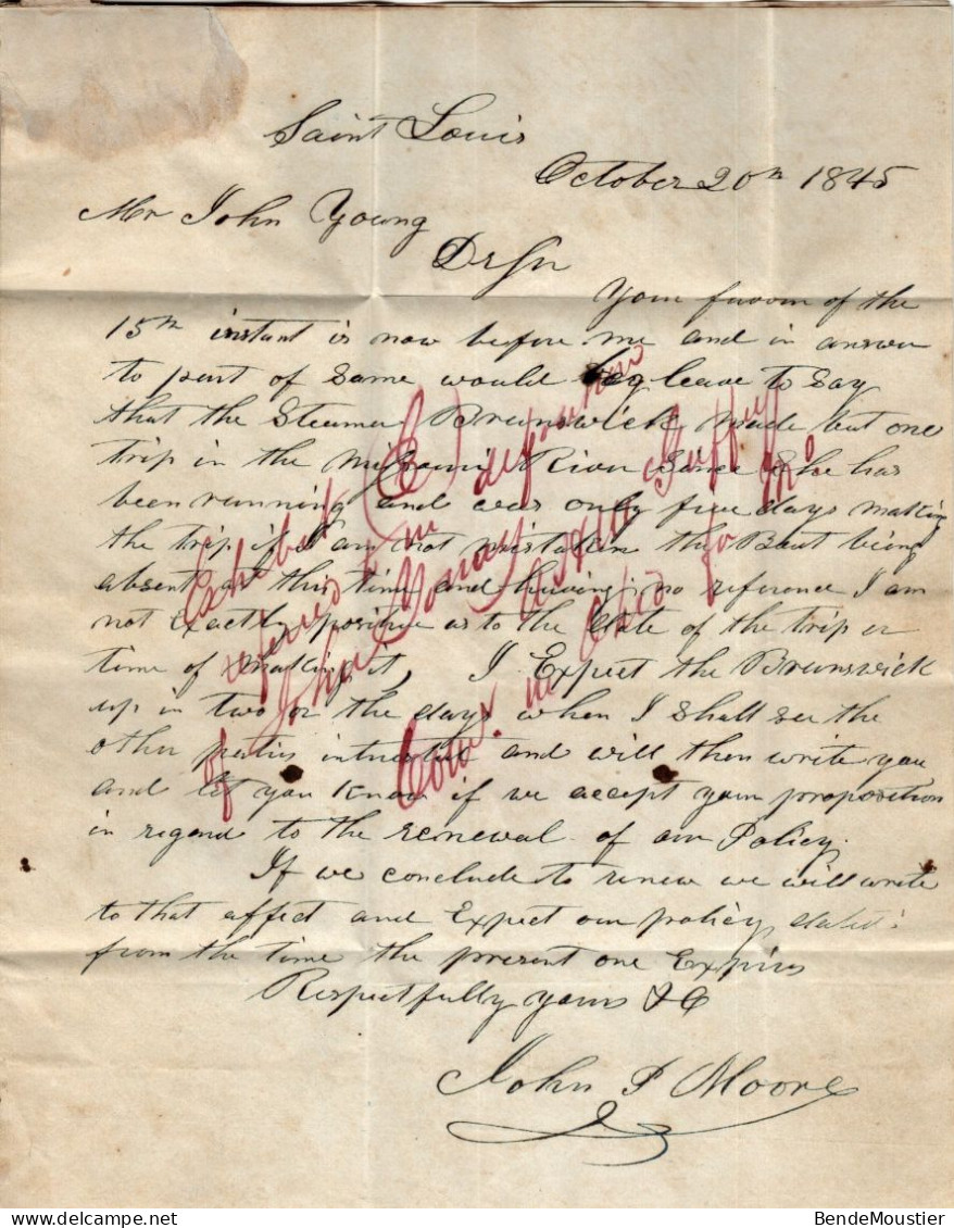 (N95) USA Red Postal Marking St Louis - …-1845 Vorphilatelie