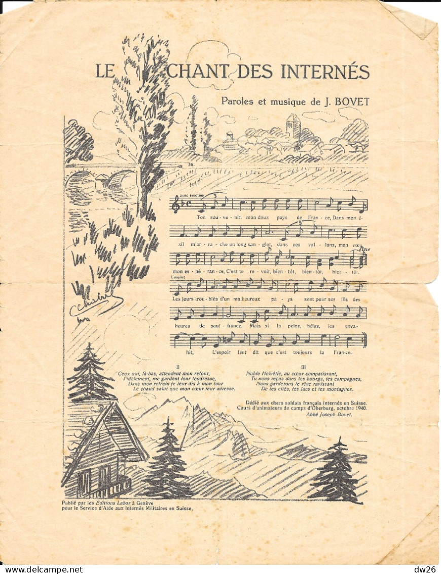 Guerre Suisse - Fête De Noël 1940 Des Internés Militaires - Le Chant Des Internés (paroles Et Musique Abbé Joseph Bovet) - Historische Documenten