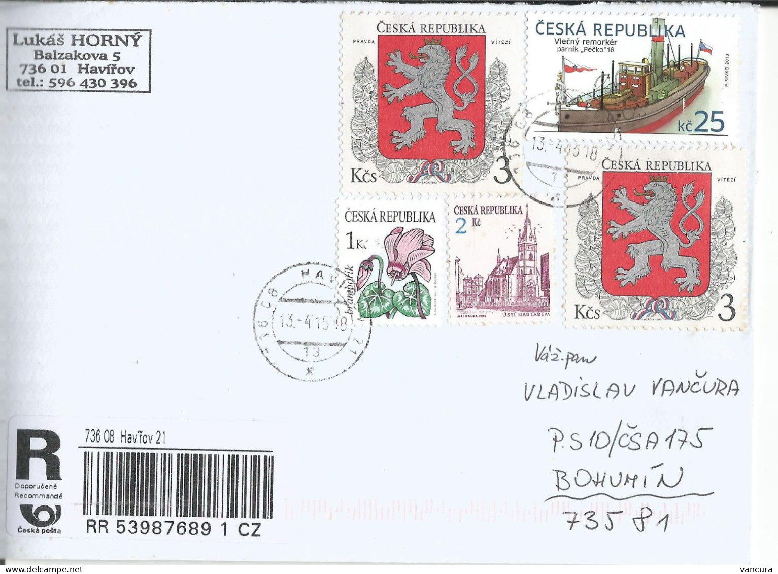 R Envelope Czech Republic Coat Of Arms 1993 - Briefe U. Dokumente