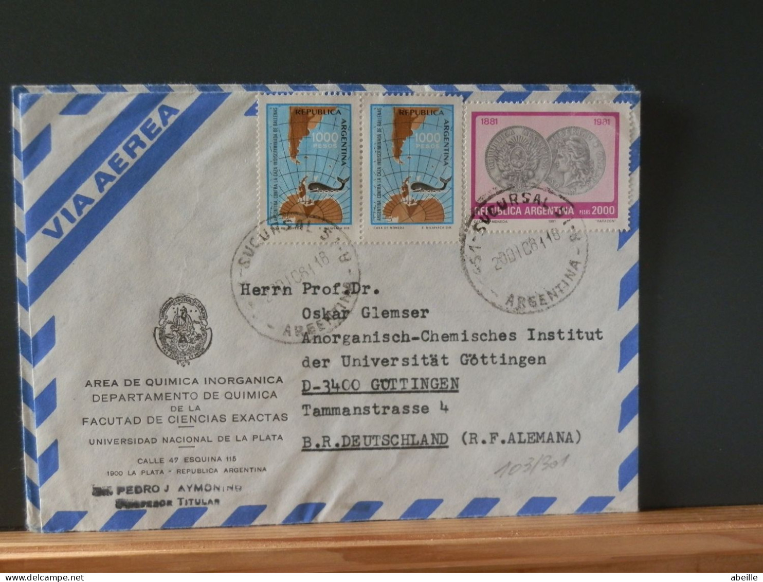 103/301   LETTRE ARGENTINA POUR ALLEMAGNE 1981 - Lettres & Documents