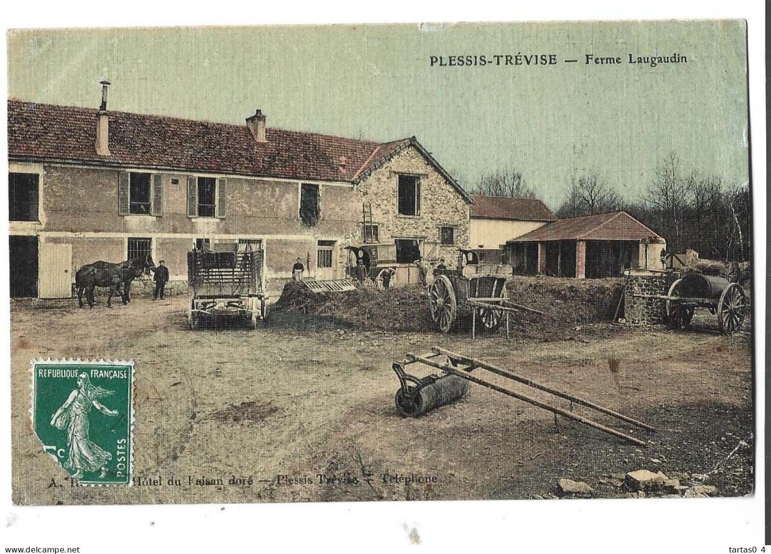 94 - LE PLESSIS TREVISE - Ferme LAUGAUDIN Cp Toilé Colorisé Animé Bon état - Le Plessis Trevise