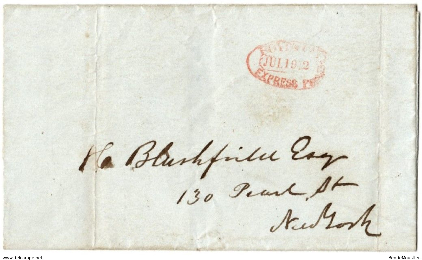 (N97) USA Cover -  Red Postal Markings Boyd's City Express Post - Rochester 1845. - …-1845 Vorphilatelie