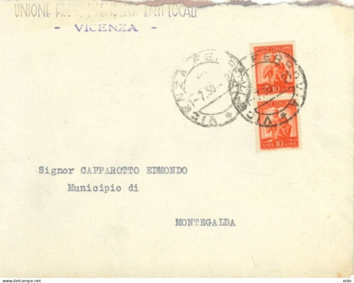 ITALY : 1949, STAMP COVER TO TRENTO. - Correo Aéreo