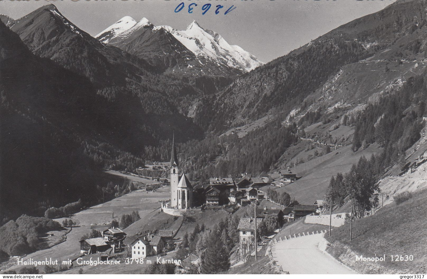 D9329) HEILIGENBLUT Mit Großglockner 3798m - Kärnten - Straße Häuser Kirche ALT - Heiligenblut