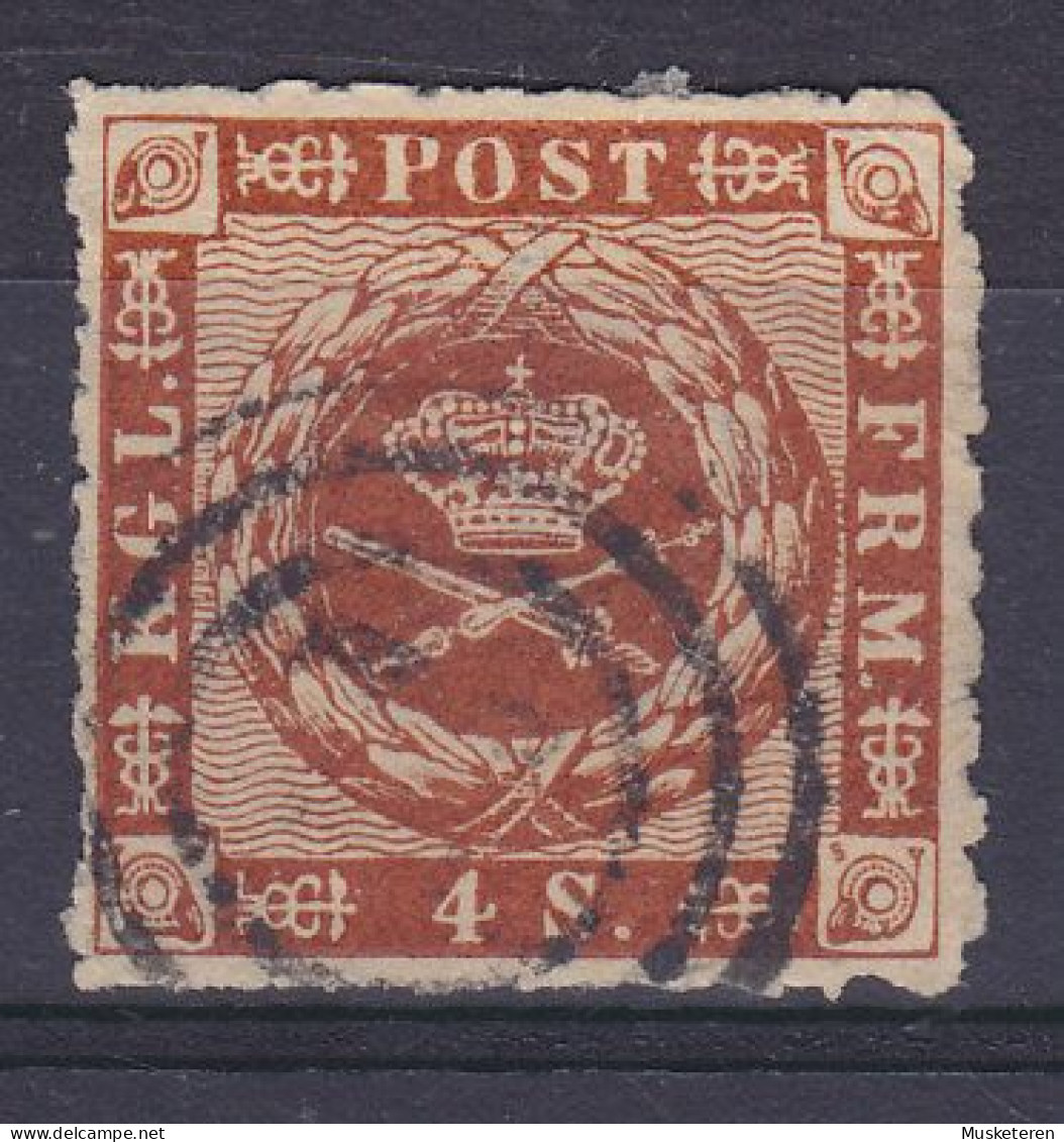 Denmark 1863 Mi. 9, 4 Skilling Kroninsignien Im Lorbeerkranz Wmk. 1 Y Number '77' VIBORG Cancel !! - Used Stamps