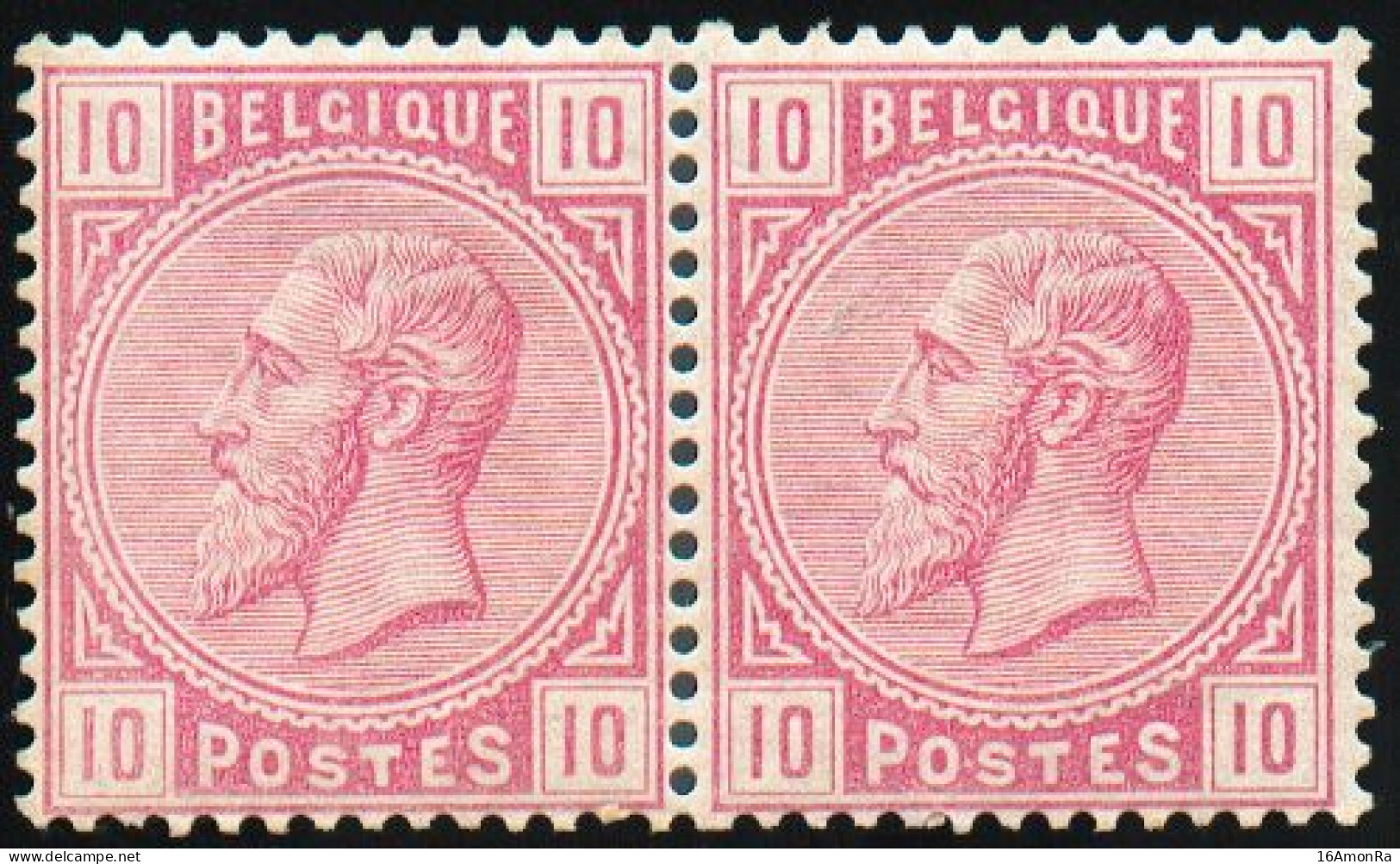 N°38(2) - 10 Centimes Rouge En Paire, Gomme Légèrement Brune, X/x. TB Centrages. - TB - 20283 - 1883 Leopold II