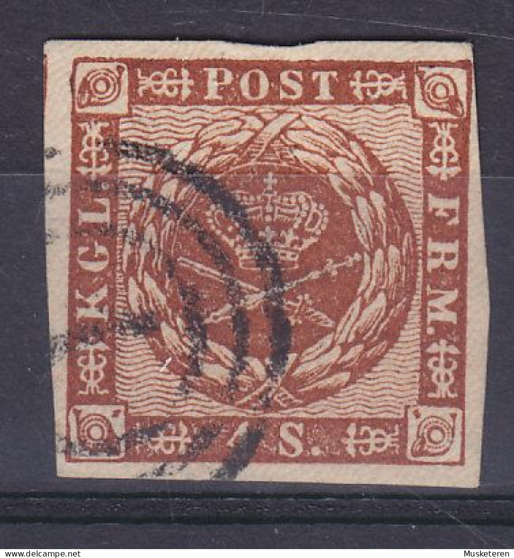 Denmark 1862 Mi. 7b, 4 Skilling Kroninsignien Im Lorbeerkranz Broad Margins Number '1' KJØBENHAVN Cancel (2 Scans) - Oblitérés