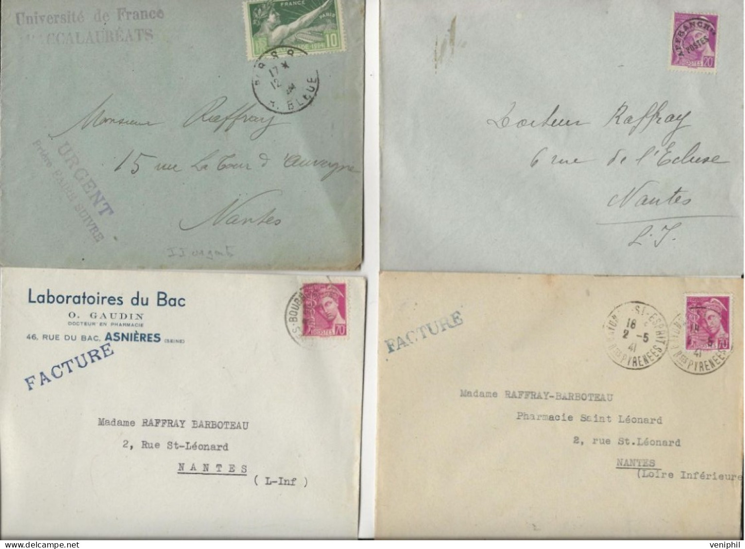 LOT DE 10 LETTRES  SEMI - MODERNE -  AFFRANCHISSEMENT DIVERS +OBLITERATION DAGUIN -PREO - 1924 A 1955 - Oblitérations Mécaniques (Autres)